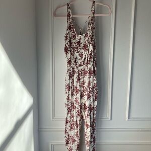Exist Burgundy and White Floral Jumpsuit